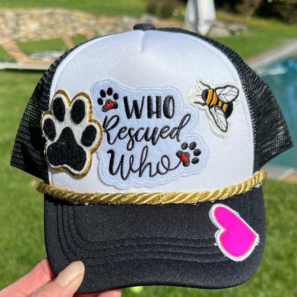 Hand made trucker hat with adjustable strap!